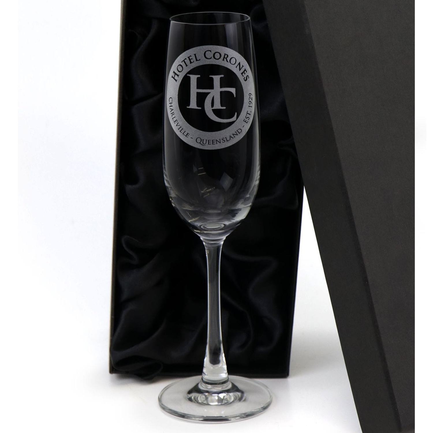 Drinkware 215ml Crystaline Champagne Glass Promotional Gift Includes Engraving & Setup champ