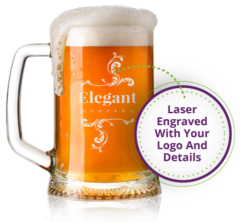 500ml Beer Tankard Mug with Handle with Laser Engraved Logo & Free Setup