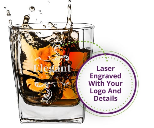280ml Quartet Style Whiskey Glass Laser Engraved with Logo & Free Setup