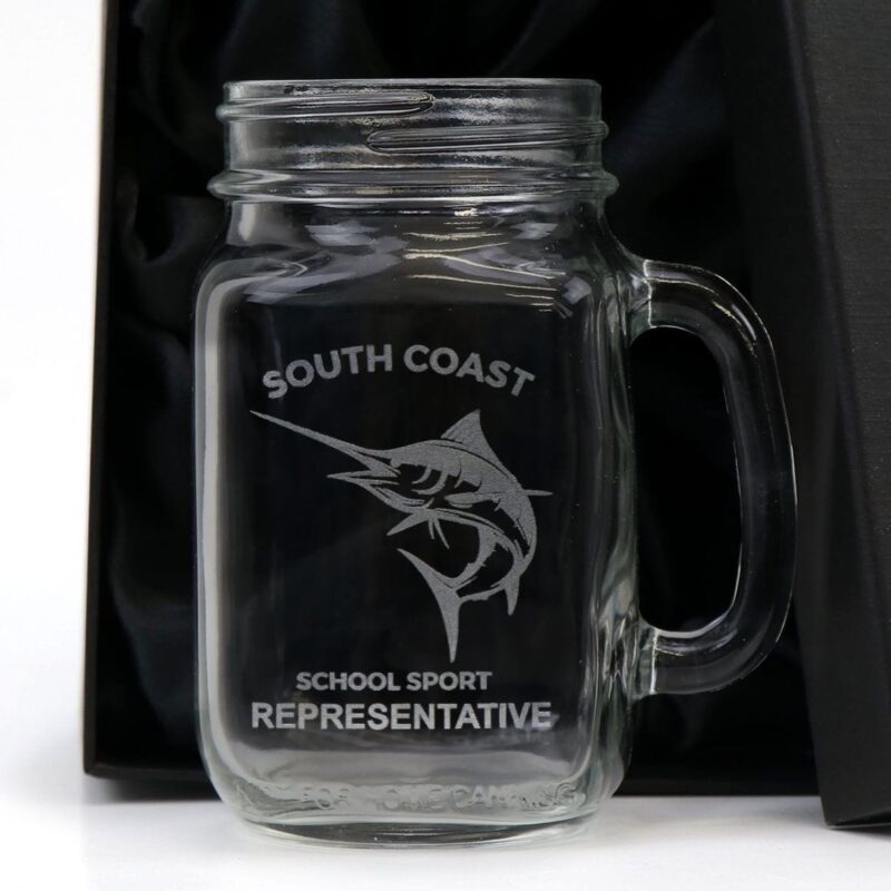 Glassware Mason Jar Drinking Glass with Custom Logo Engraving conference