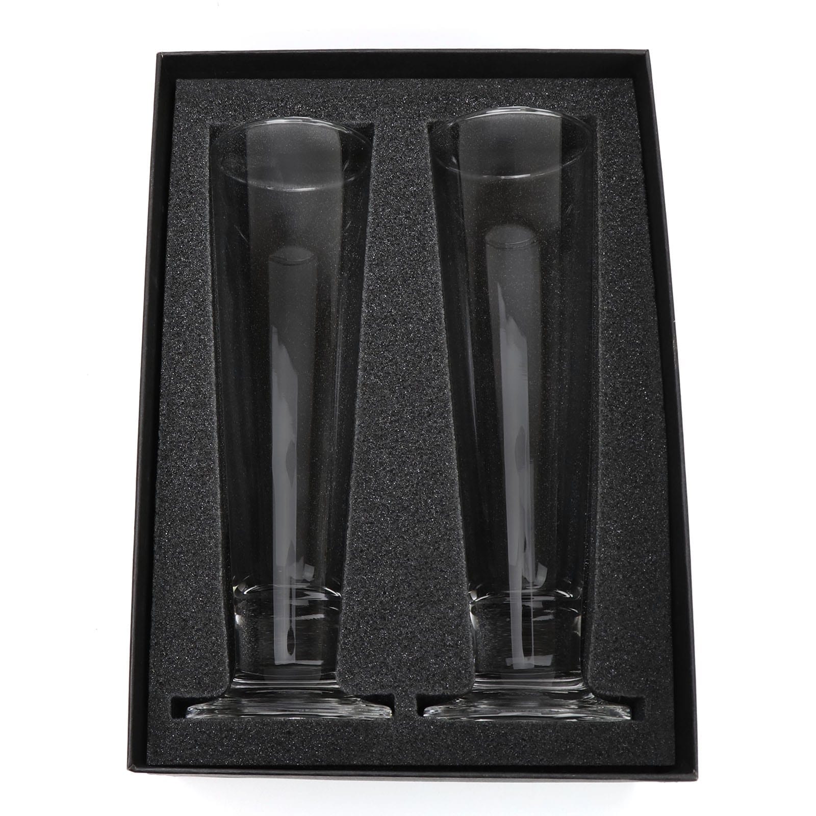 Drinkware Laser Engraved Double Pilsner Beer Glass Corporate Set champ