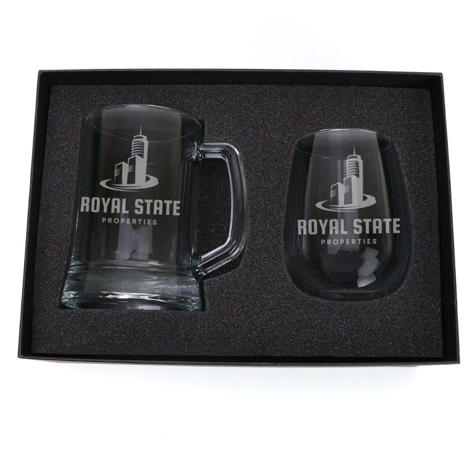 Drinkware Custom Engraved Double Beer Mug Corporate Glass Set beer
