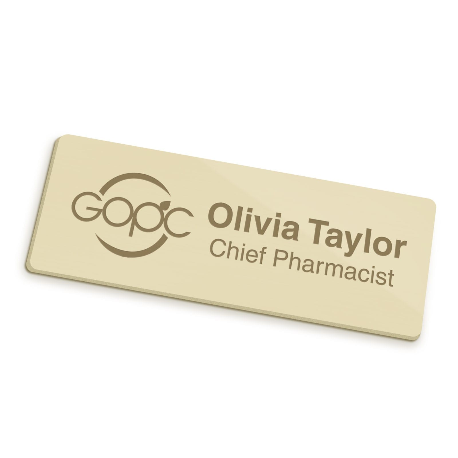 Badges Personalised Engraved Name Badge – Gold badg