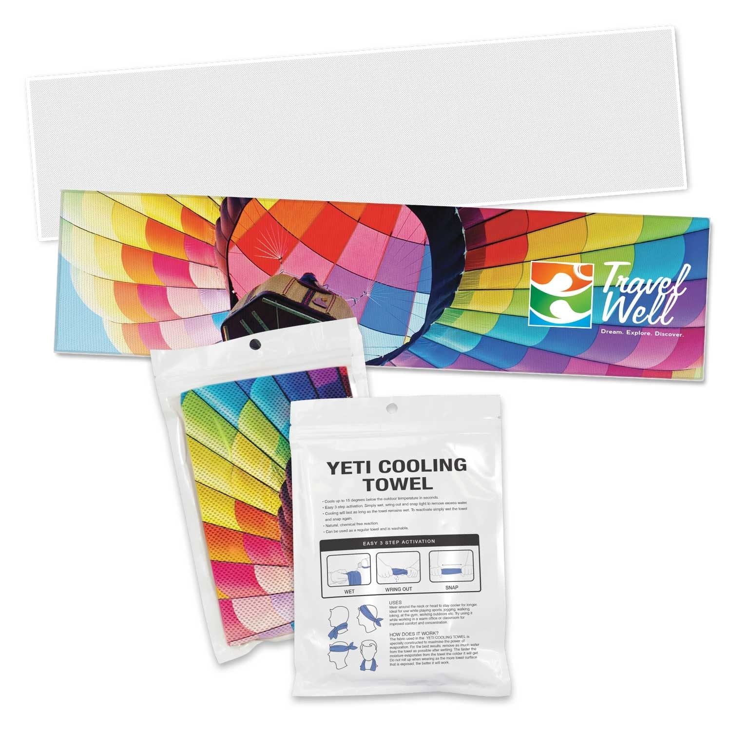 Sport Yeti Premium Cooling Towel – Full Colour – Pouch -