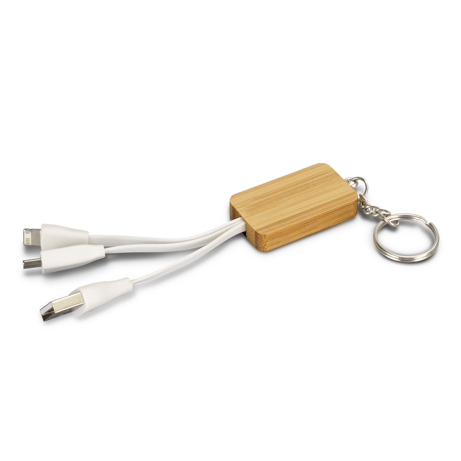 Charging Cables Bamboo Charging Cable Key Ring – Rectangle -