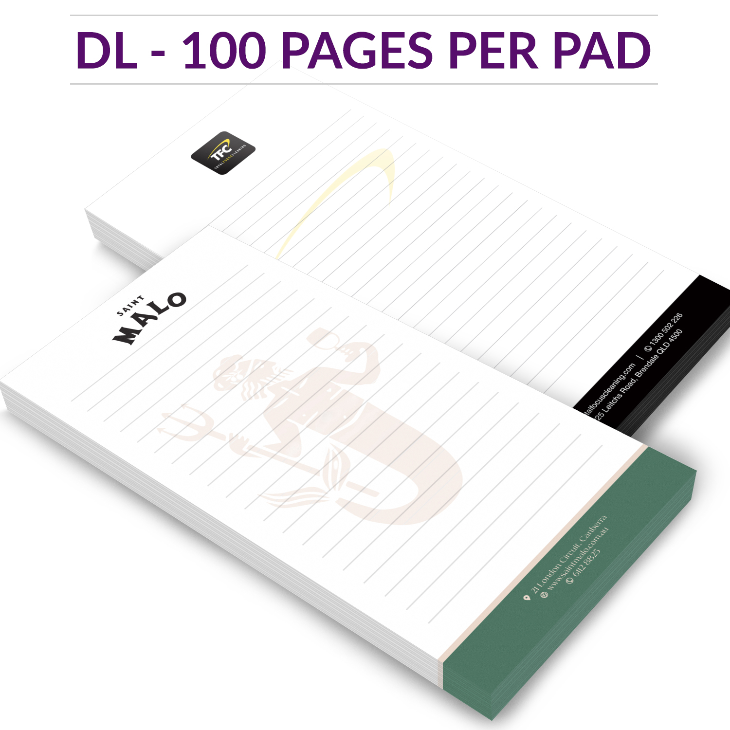 Note Pads DL Notepad (210×99) x 100 Sheets Per Pad 100gsm