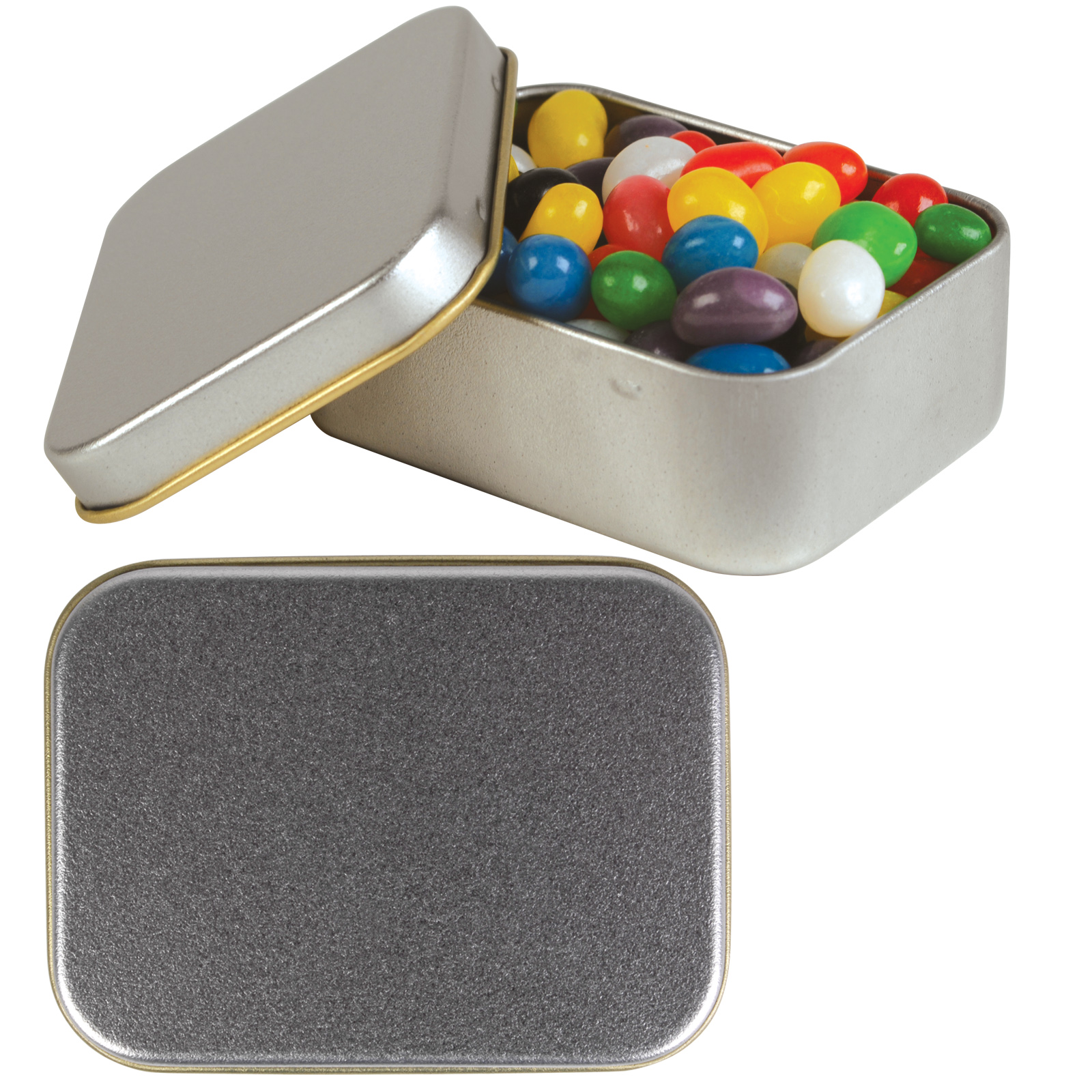 Jelly Beans Assorted Colour Mini Jelly Beans in Silver Rectangular Tin assorted