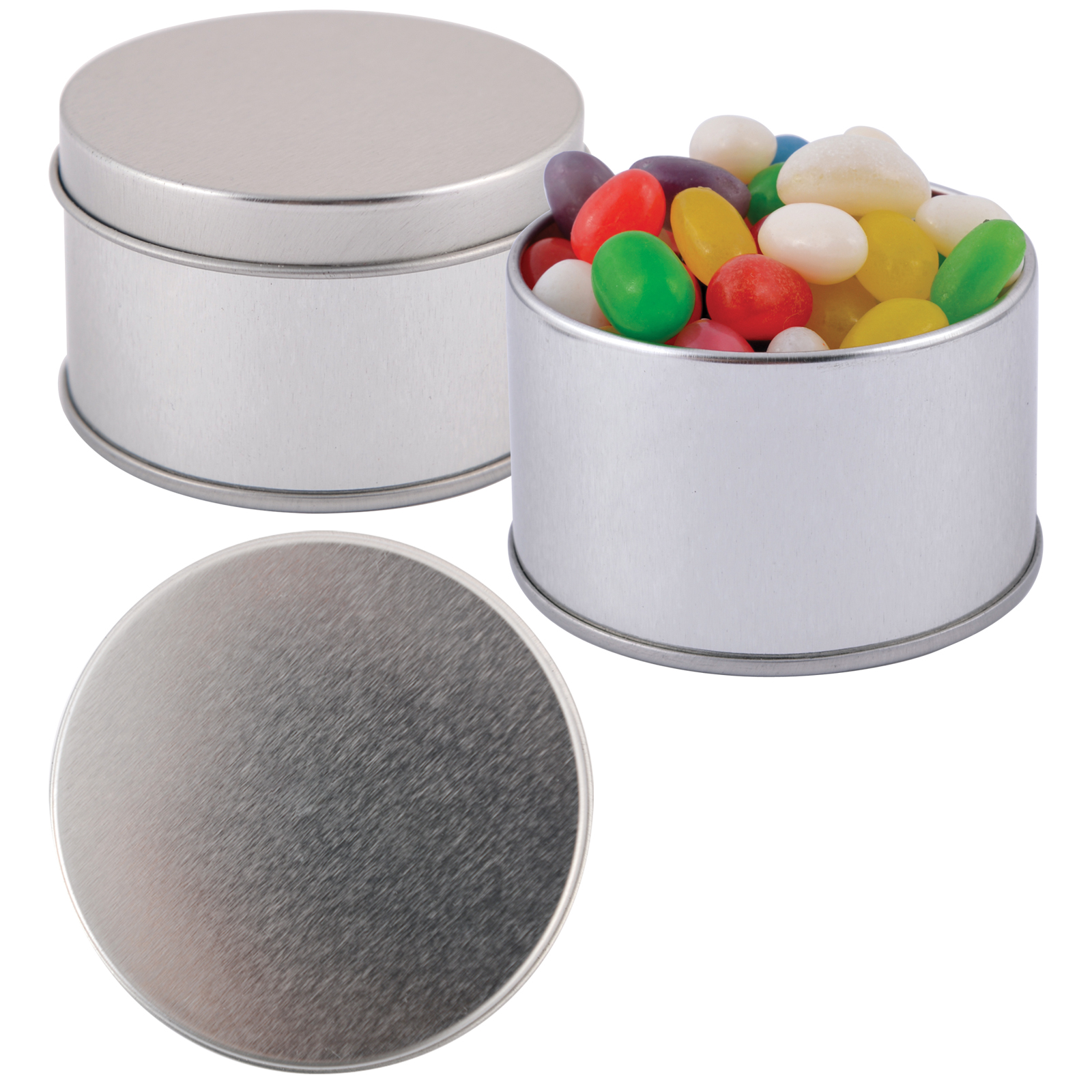 Jelly Beans Assorted Colour Mini Jelly Beans in Silver Round Tin assorted