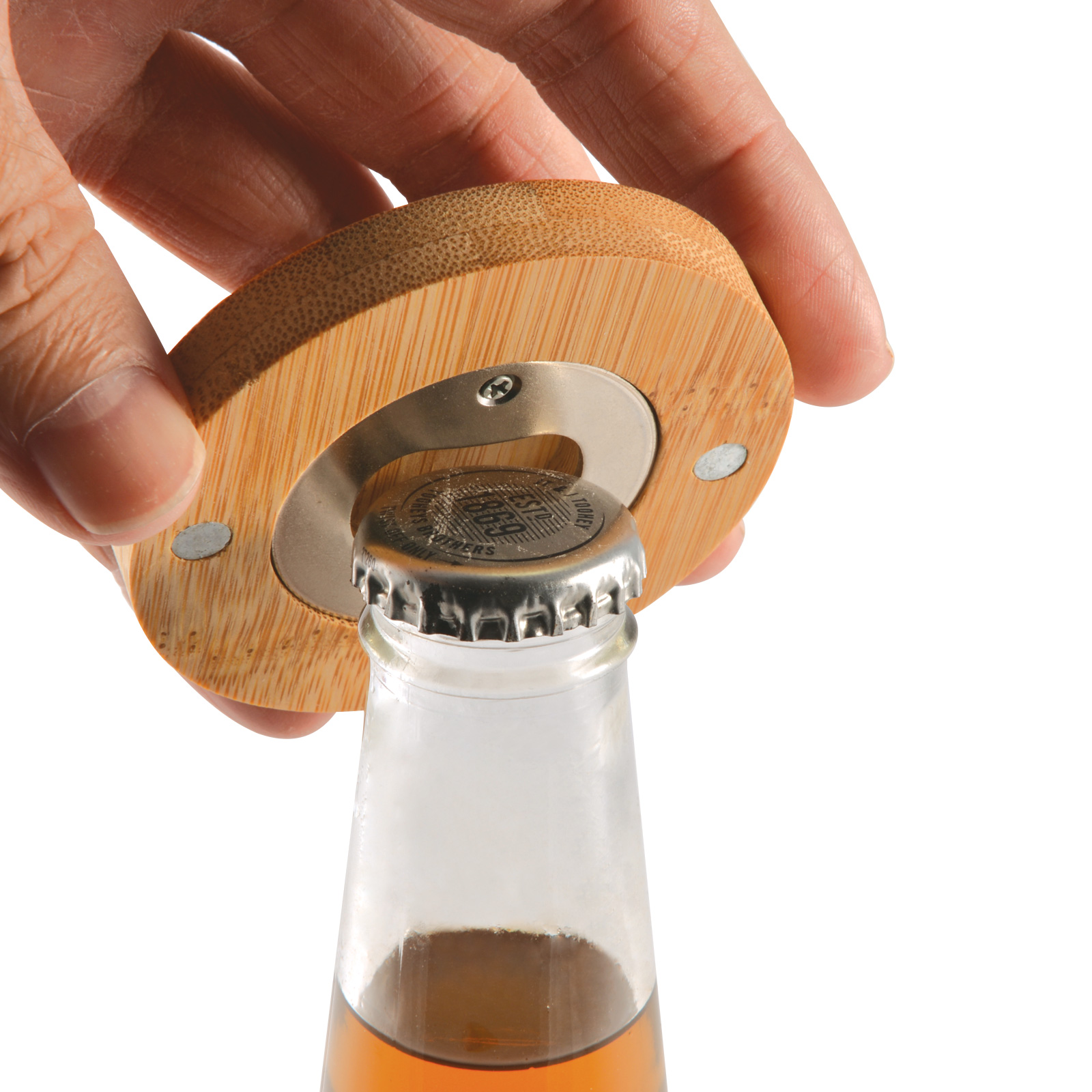 Drinkware Accessories Round Bamboo Bottle Opener Coaster bamboo
