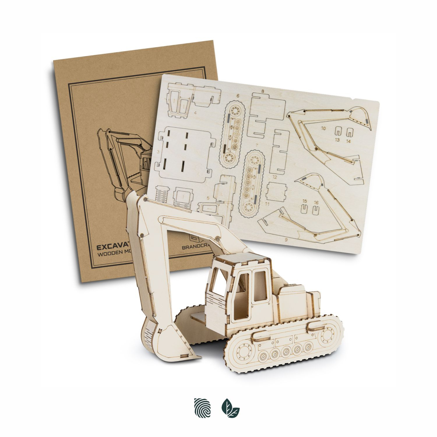 Trends BRANDCRAFT Excavator Wooden Model BRANDCRAFT